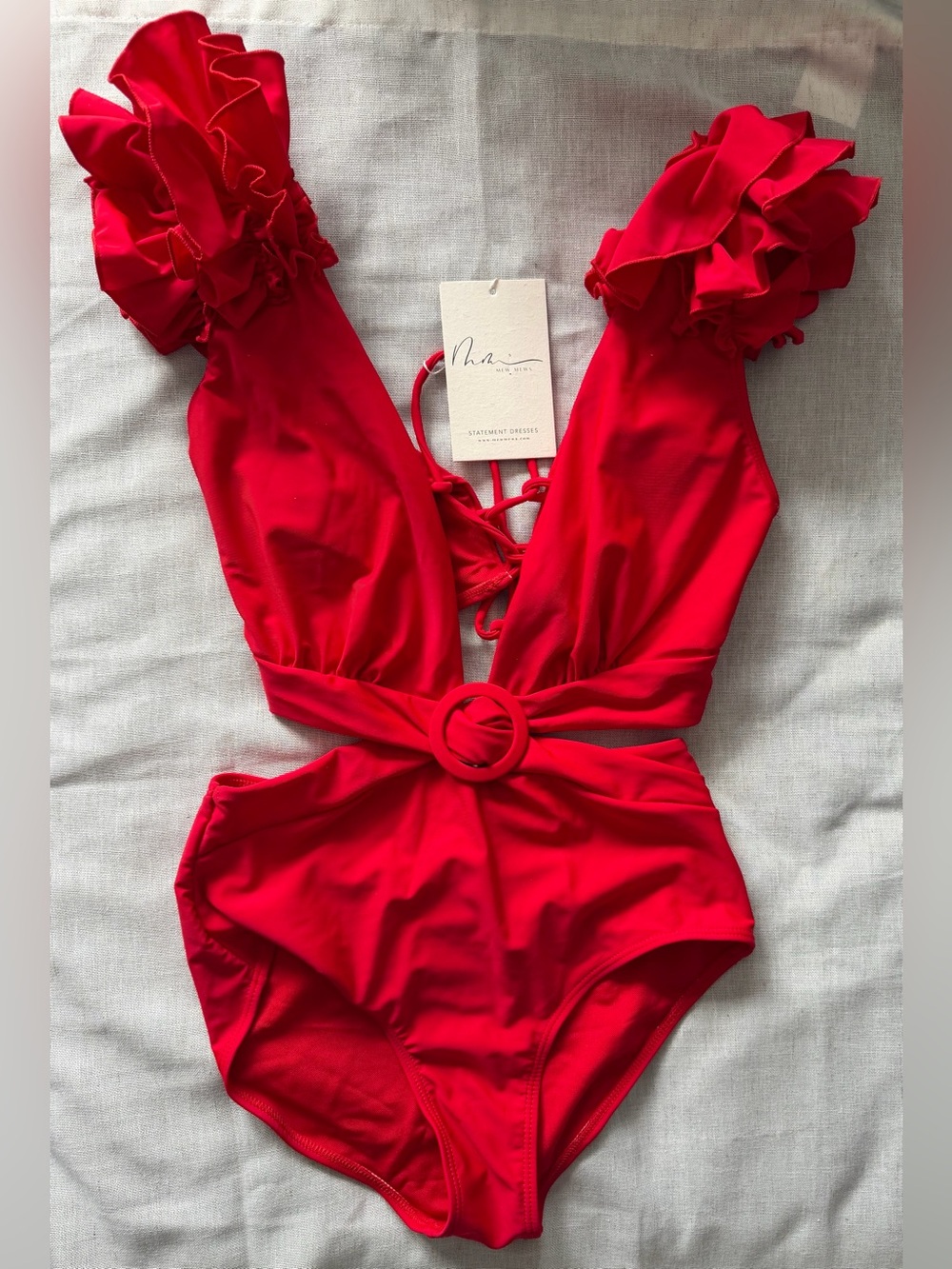 Mew Mews's Beautiful One-Piece Swimsuit with Waist Ring